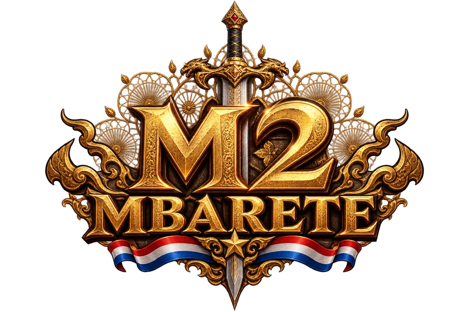 Emblema imperial M2 Mbarete: oro, espada, ñandutí y cinta paraguaya